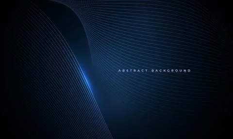 Abstract dark blue vector background with glowing blue wavy lines 스톡 일러스트