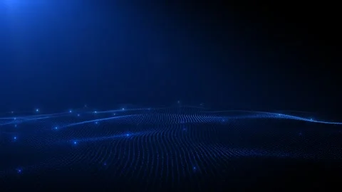 Abstract dark blue wave made of particles and shining blurred lights. Smoot.. Video stock 332011193