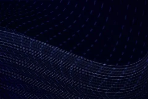 Abstract dark blue wave pattern with dotted lines creating motion effect. Stock Illustration