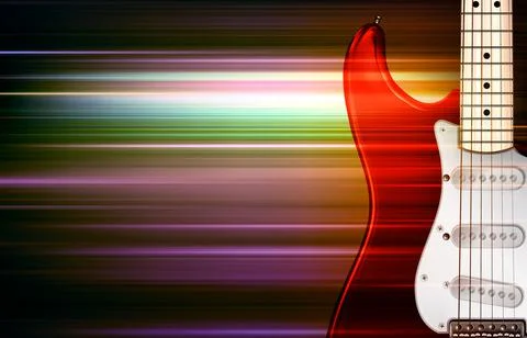 Abstract dark blur music background with electric guitar Ilustração Stock