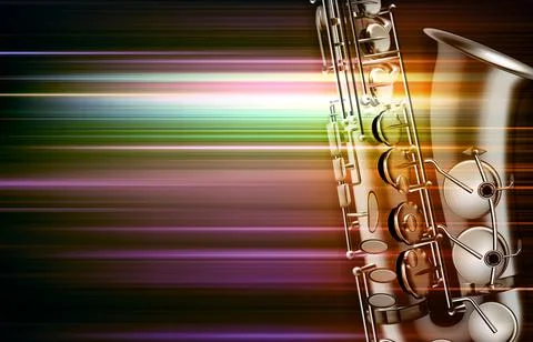 Abstract dark blur music background with saxophone Ilustração Stock