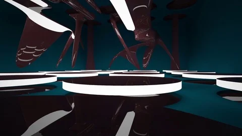 Abstract dark brown and blue interior  with neon lighting.  動画素材 83607221