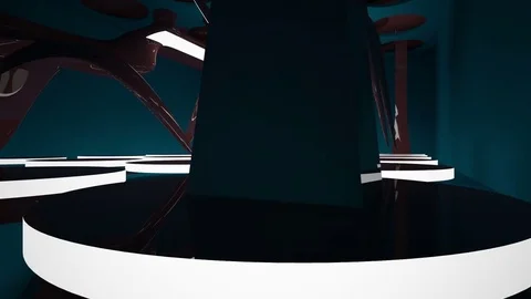 Abstract dark brown and blue interior  with neon lighting.  Stock Footage 83607228