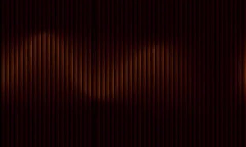 Abstract dark brown background with 3D fluted vertical texture and warm ora.. Иллюстрация