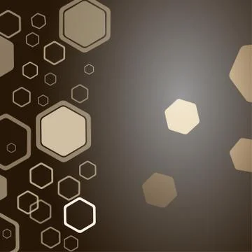 Abstract dark brown background with different size and opacity hexagon shapes Stock Illustration