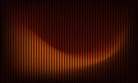 Abstract Dark Brown Background with Vertical 3D Ribbed Stripes and Soft Ora.. Stock Illustration
