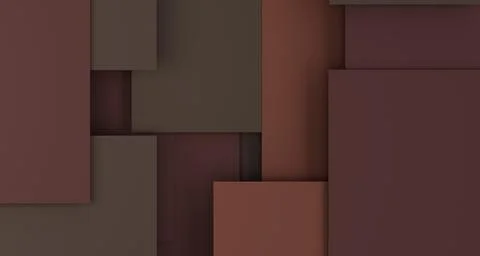 Abstract dark brown geometric square background with layered 3D shapes イラスト素材
