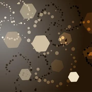 Abstract dark brown gradient background with different size hexagon silhouett Stock Photos