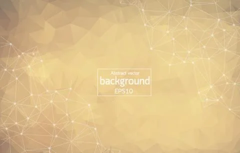 Abstract Dark brown Polygonal Space Background with Connecting Dots and Lines Stock Illustration