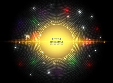 Abstract of dark circle square pattern technology in futuristic colorful Illustrazione stock