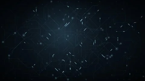 Abstract dark circuit board background with faint blue traces nodes and glowing 動画素材 344557576