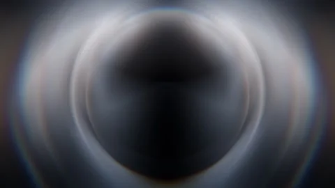 Abstract Dark Circular Vortex with Glowing White Blue Chromatic Edges on Gray Stock Footage 336334356