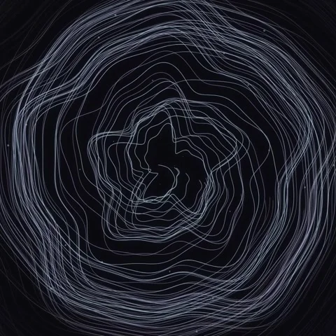 Abstract Dark Circular Waves Background, Flowing Lines, Digital Art, Motion.. Stock Footage 346282784