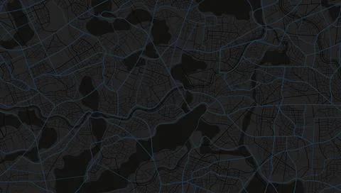 Abstract dark city map texture with complex road network Stock Illustration