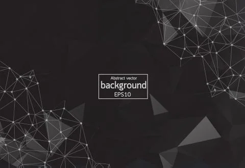 Abstract dark composition. Black polygonal texture. Triangle part constructio Stock Illustration