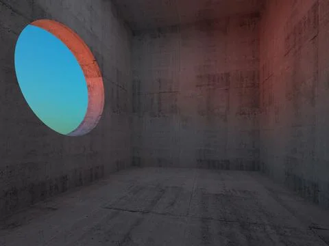 Abstract dark concrete interior background, an empty room 3 d Stock Illustration