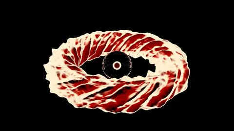 Abstract dark core surrounded by rotating 3D water spiral isolated on a black Stock Illustration