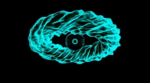 Abstract dark core surrounded by rotating 3D water spiral isolated on a black Stock Illustration