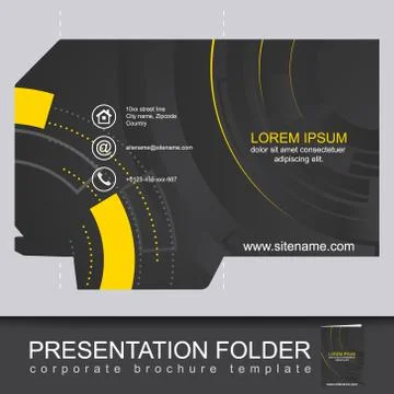 Abstract dark corporate folder with die cut, technology pattern Stock Illustration