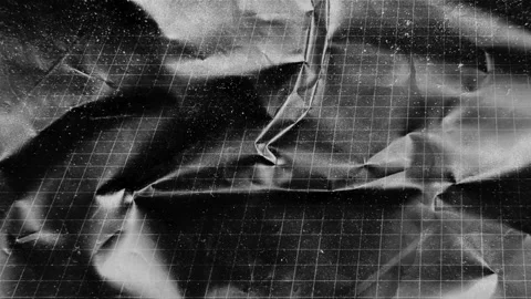 Abstract dark crumpled texture with white grid lines Stock-Footage 345045642