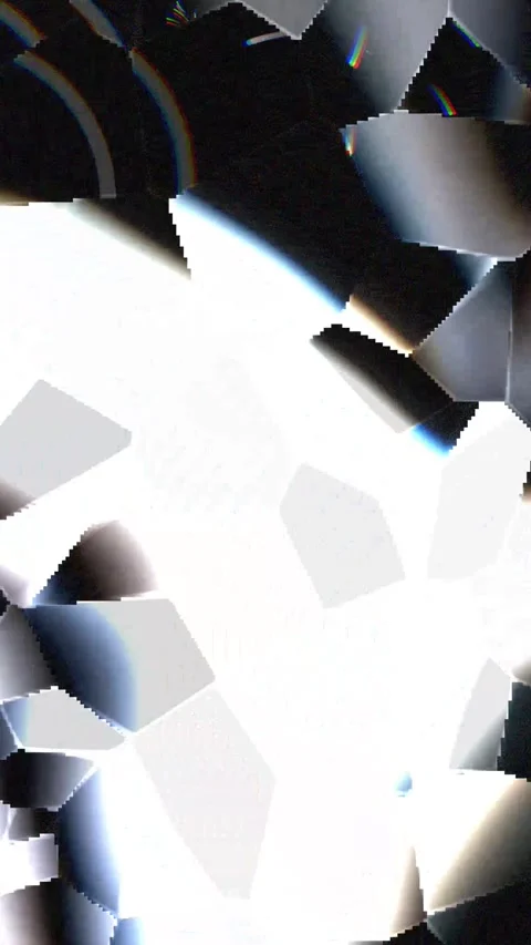 Abstract Dark Crystal Facets with Prismatic Light Reflections Video stock 341666166