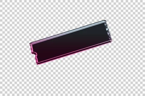 Abstract of a dark cube with glowing lines and a pink ribbon transparent Stock Illustration