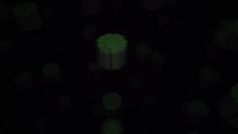 Abstract Dark Cubes Floating Particles Green Highlights Animation. Stock Footage 345676072
