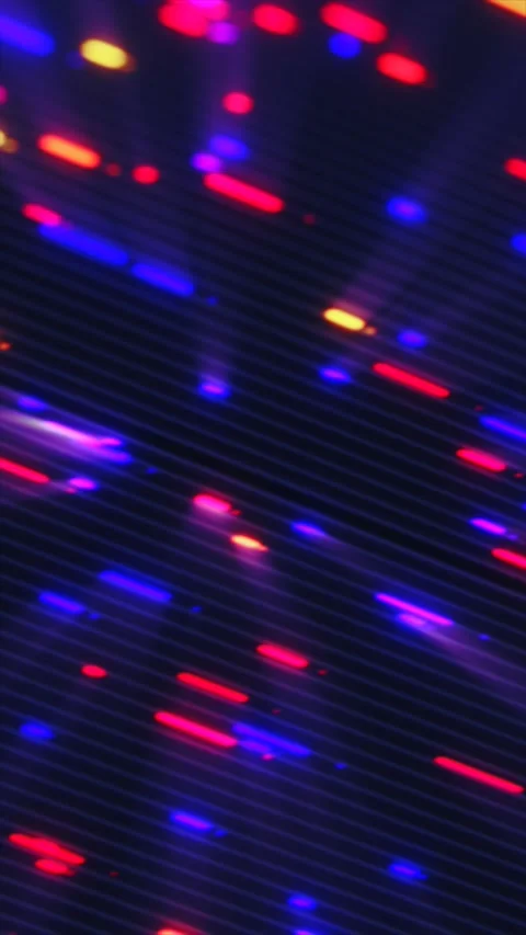 Abstract dark digital grid with colorful neon data lights, blurred motion, .. Stock Footage 339172640