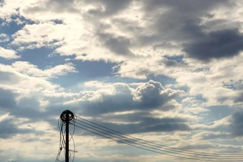 Abstract of dark electric cable with the cloudy Stock Photos