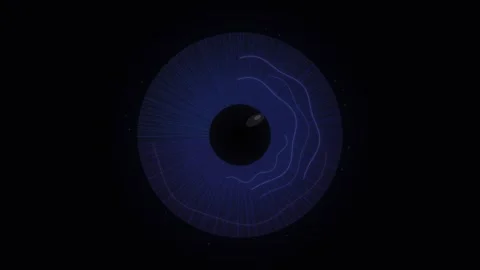 Abstract dark eye design with blue glowing patterns and lines Stock Footage 336994228