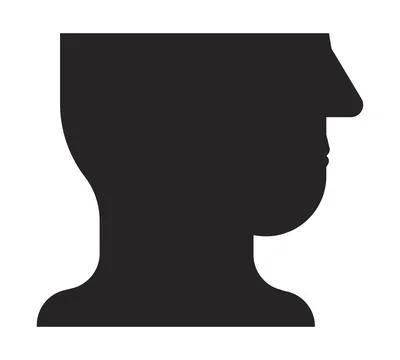 Abstract dark face silhouette in profile view 2D black filled object Stock Illustration