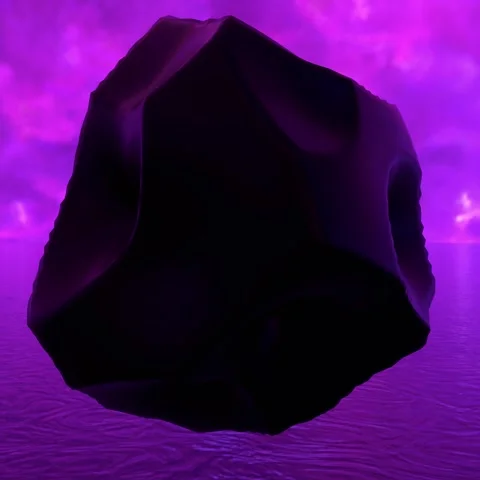 Abstract Dark Floating Shape Over Purple Liquid Ocean Sci-Fi Background Stock Footage 329237338