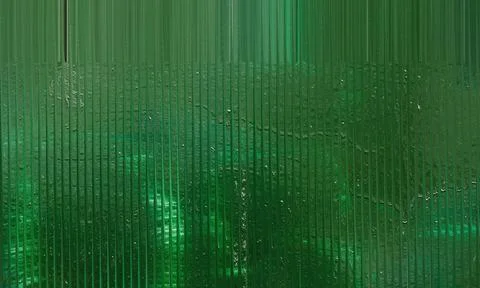 Abstract Dark Forest Green Fluted Glass Background with Industrial Ribbed T.. Stock Illustration