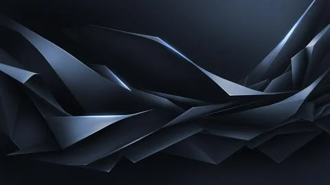 Abstract Dark Geometric 3D Shapes: Futuristic Technology Background Design .. Stock Illustration