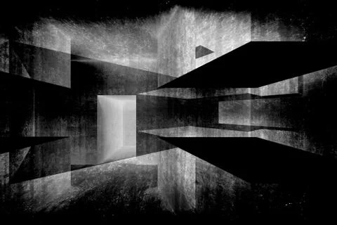 Abstract dark geometric background, 3d art Stock Illustration