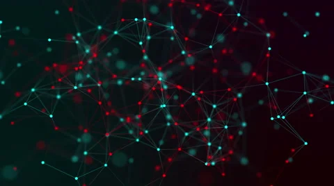 Abstract dark geometric background with blue and red plexus lines and dots Video stock 67547882