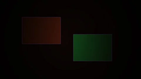 Abstract dark geometric background with glowing green and red square shapes.. Stock Footage 346321507