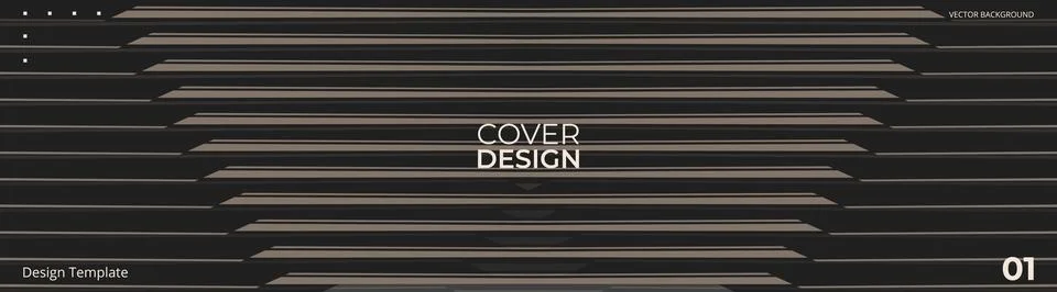 Abstract dark geometric background with layered horizontal lines cover design Illustrazione stock
