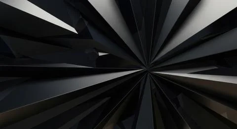 Abstract dark geometric background with sharp angular shapes converging at .. Stock Illustration