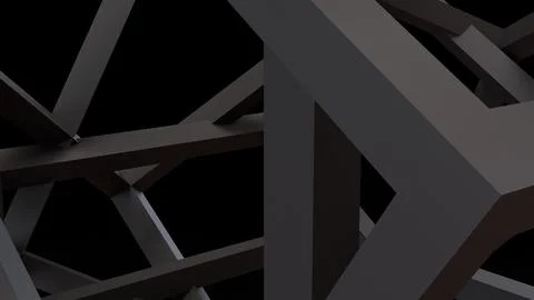 Abstract Dark Geometric Beams in a Dramatic 3D Background Stock Illustration