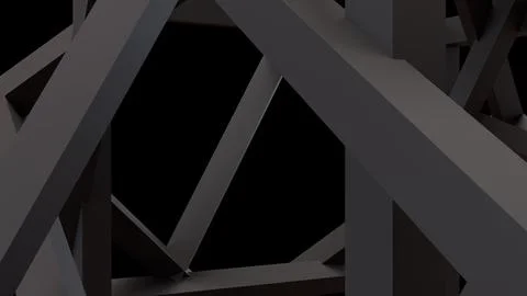 Abstract Dark Geometric Beams in a Dramatic 3D Background Stock Illustration
