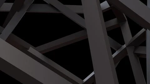 Abstract Dark Geometric Beams in a Dramatic 3D Background Stock Illustration