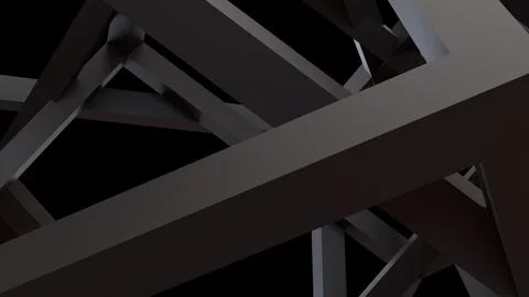 Abstract Dark Geometric Beams in a Dramatic 3D Background Stock Illustration