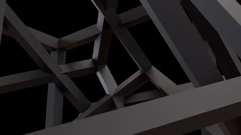 Abstract Dark Geometric Beams in a Dramatic 3D Background Stock Illustration