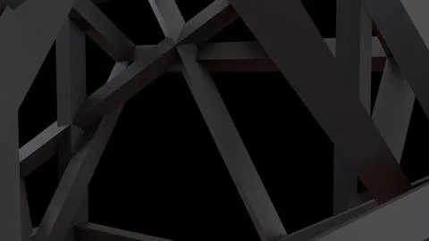 Abstract Dark Geometric Beams in a Dramatic 3D Background Stock Illustration