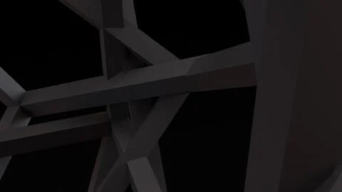 Abstract Dark Geometric Beams in a Dramatic 3D Background Stock Illustration