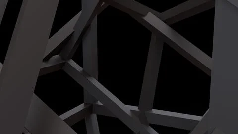 Abstract Dark Geometric Beams in a Dramatic 3D Background Stock Illustration