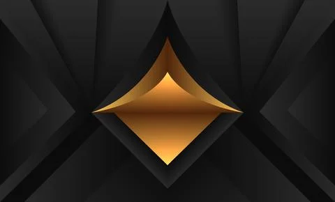 Abstract dark geometric shapes background with golden label Stock Illustration