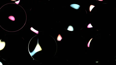 Abstract Dark Glass Spheres with Glowing Neon Liquid Shapes Video stock 344863789