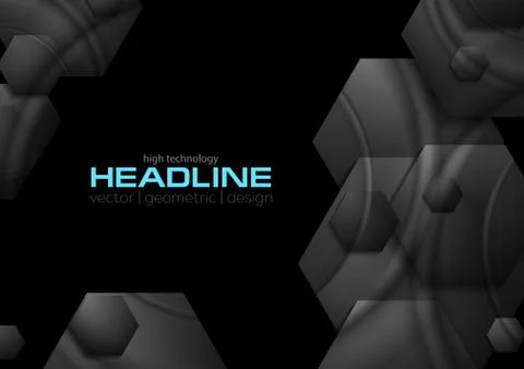 Abstract dark glossy hexagons tech background Stock Illustration